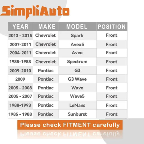 Compatibility chart for Front Wheel Hub Bearing Assembly 510066, listing years, makes, and models like Chevy Aveo and Pontiac G3.