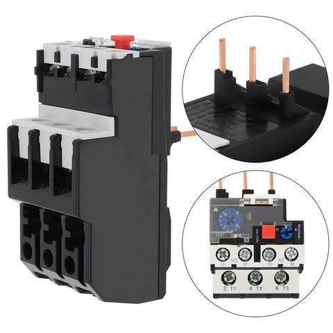 JR28-D3 Thermal Overload Relay For Electric Motors, 9-13A Phase Break Protection, black and white relay with copper terminals