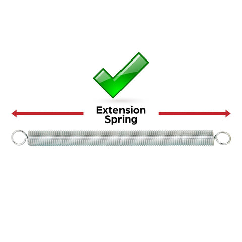 Extension spring, nickel-plated steel, 0.105 gauge, 7 in long, 1-1/16 in diameter, single loop ends