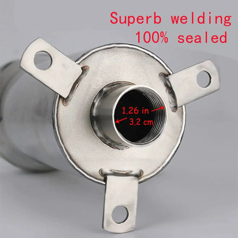 Close-up of a stainless steel manual well pump for deep wells with easy hand crank and heavy duty high water yield water suction pump.