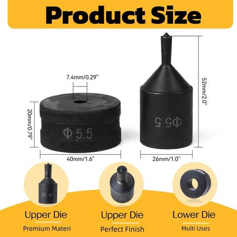 Heavy Duty Round Punch Die For CH-70 Hydraulic Press, Precise Metal Punching Die For Steel, Copper, Aluminum Sheets, 14.5mm Opening