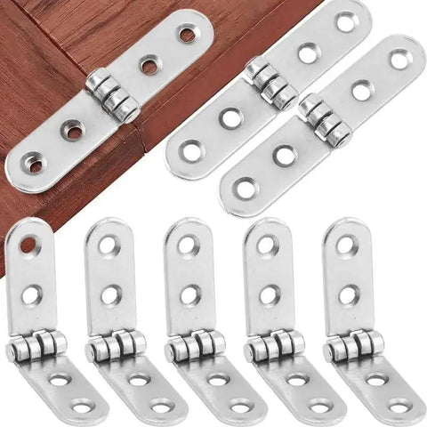 Foldable 180 Degree Rounded Corner Buffer Hinge For Wooden Box And Cabinet Doors Metal Rotating Flap Hinge Durable Rust Resistant Heavy Duty Hardware Suitable For DIY Projects And Small Furniture 2 Pack Or 4 Pack Options in use and displayed on wood surface