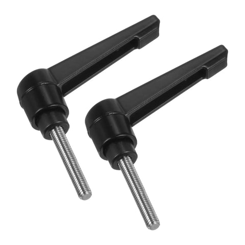 2 Pieces Clamping Lever Handles M5 By 30mm 304 Stainless Steel Threaded Male Stud, black, used for clamping jigs and fixtures.