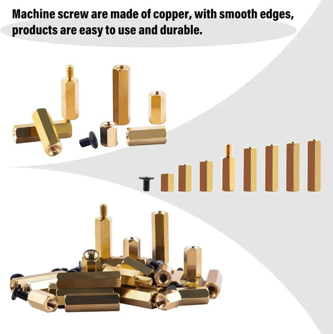 64 Piece Brass Spacers Standoffs Screws Kit For Raspberry Pi 5 And M.2 NVMe PCIe Peripheral Board Includes M2.5 Screws