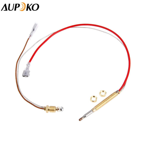 Aupoko patio heater thermocouple with red lead, brass threaded end, 410 mm length, M8x1 end, flat 6.3 mm terminal, two nuts