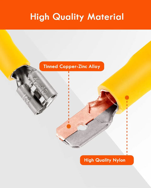 Gorffy 300PCS wire connector kit with insulated spade terminals (male/female), tinned copper-zinc alloy