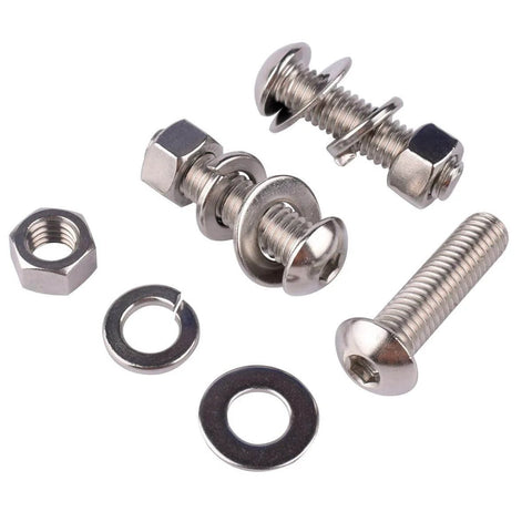 10 Set 1/4-20 By 2 Inch Button Head Socket Cap Screws With Nuts Flat Washers And Lock Washers, 304 Stainless Steel 18-8 Fully Threaded, visible