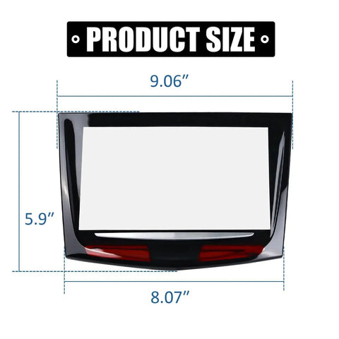 Touch Screen Display Replacement for 2013 to 2017 Cadillac ATS CTS XTS SRX ELR shown with dimensions 9.06" x 5.9"