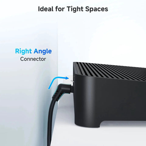 2-Pack 10Gbps Cat6 Ethernet Patch Cable Right Angle With 360-Degree Rotatable Connectors, 1ft Ultra-Flex PVC Jacket for tight spaces