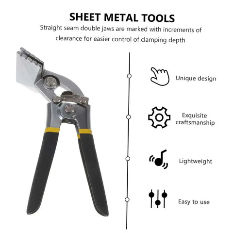 3 Inch Manual Sheet Metal Bender Tool With Straight Jaw Edge Seamer, steel construction with ergonomic handles, side view