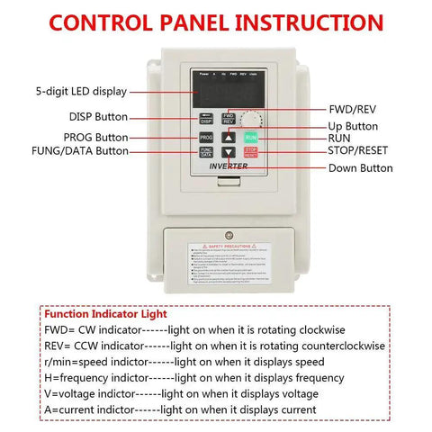 High Torque Variable Frequency Drive Five And A Half HP 220V Single Phase VFD Speed Controller control panel