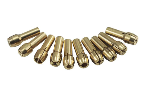 Pro Grade Brass Collet Set For Rotary Tools 10 Pieces Assorted Sizes 0.5mm 0.8mm 1mm 1.2mm 1.5mm High Wear Resistant