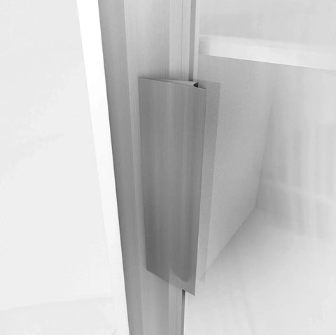 Self-Adhesive Edge Fingerpull Door Handle Screwless Peel And Stick Installation For Glass Wood Metal And Plastic Surfaces Ideal For Sliding Doors Kitchen Fronts Drawers And Dressers Panels, 2 Pack close-up view on glass door