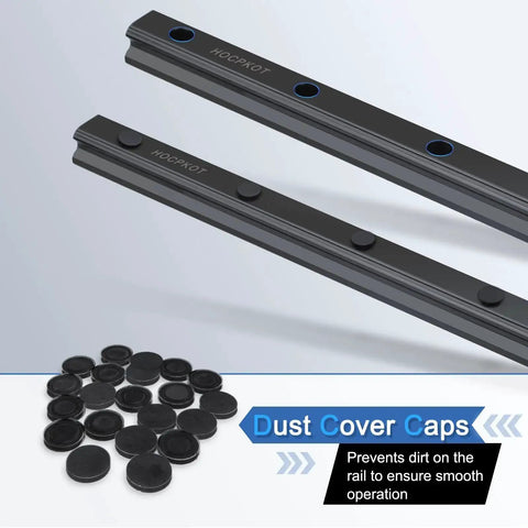 350mm HGR15 Linear Rail Kit With 4 HGH15CA Carriage Blocks And 4 HG15 End Stop Blocks For Precision CNC Motion, dust cover caps