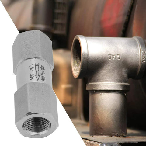 Stainless steel air check valve with 1/4-inch female thread, one-way, high-temperature endurance