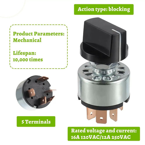 Four Position Three Speed Rotary Switch With Knob And Terminals For Fan Or Heater Control 12A 250V 16A 125V