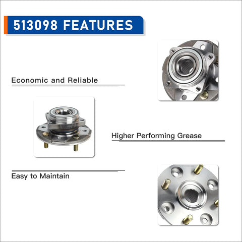 Two Pack Front Wheel Hub And Bearing Assembly 513098 Direct Fit Replacement For Honda Accord 1990 1997 And Acura CL 1997 features