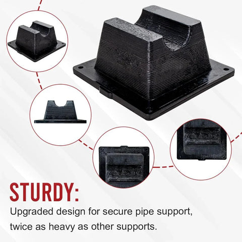 USA Made Four Pack Mini Rooftop Pipe Supports 6 Inch By 6 Inch By 3 Inch 300 Pound Capacity UV Resistant Durable Roof Pipe Supports For Conduit Rubber PVC And Metal Pipes Universal Fit