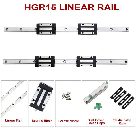 500mm Linear Rail Kit With Two Guide Rails And Four Carriage Blocks For CNC Machines, Pro Grade, Heavy Duty Components