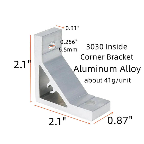 4 Pack 3030 Inside Corner Brackets Gusset Triangle For Aluminum Extrusion Profiles with 6.5mm Slot Aluminum Alloy
