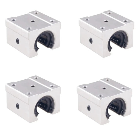 Pro Grade SBR25UU Aluminum Slide Block Set, 4 Pcs 25mm Linear Bearing Ball Slides for 25mm Guide Rails, front view