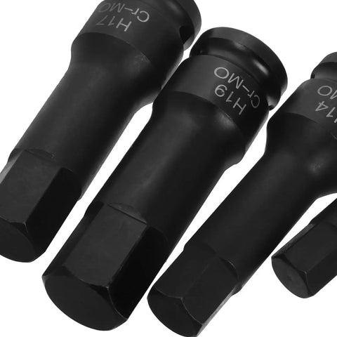 UTHCLO 8-piece hex impact socket set with extended sleeves, black oxide finish
