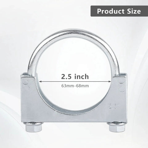 2.5 inch heavy-duty U-bolt saddle clamp, zinc-plated steel muffler/exhaust clamp for automotive use.