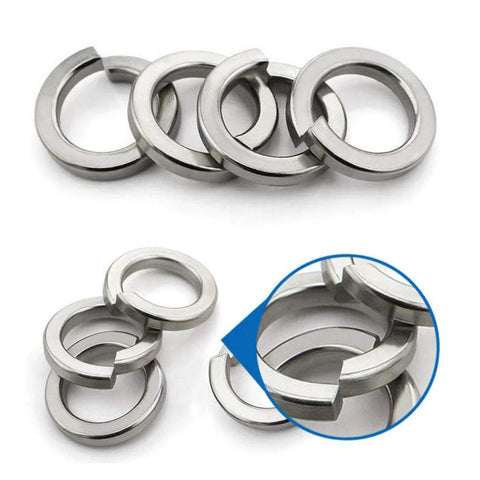 Split lock washers, 1/4 in, 304 stainless steel, silver, set of 50