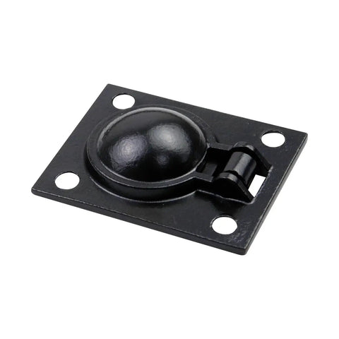 Flush Ring Pull Stainless Steel Boat Hatch Latch And Cabinet Flush Mount Lifting Ring Pull Handle Black, shown flat, four screw holes visible.