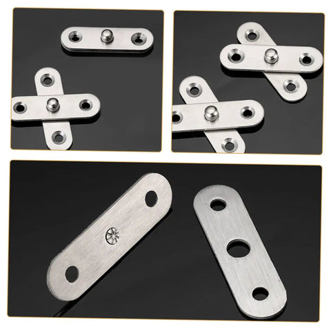Heavy Duty Stainless Steel Concealed Pivot Hinges 360 Degree Rotation Self Closing Hidden Door Hinge System For Wardrobe Cabinets Bookcases And More 10 Pack Fondotin, shown in different angles.