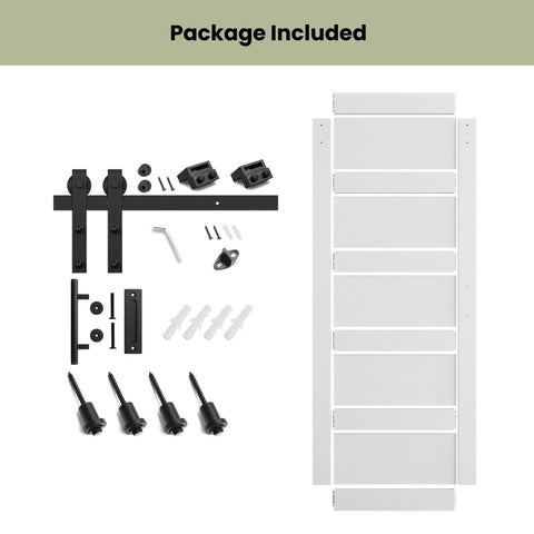 28 Inch Sliding Barn Door Kit With 5 Ft Hardware Track And Handle, Waterproof PVC Surface, Pre Drilled Holes For Easy Assembly, Solid MDF White