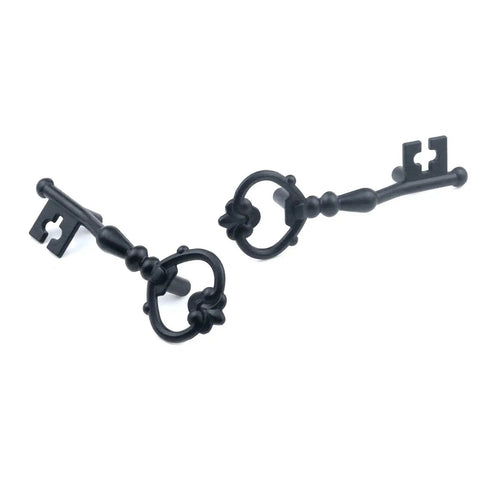 10 Pack Key Shape Cabinet Pulls Black Zinc Alloy Drawer Pulls Decorative Dresser Cupboard Knobs for Furniture Wardrobe