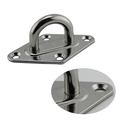 Pad Eye Plate Hook Set Four Pieces For Suspension Ceiling Hangers And Wall Mounts Marine Grade 6mm Stainless Steel Anchor Points