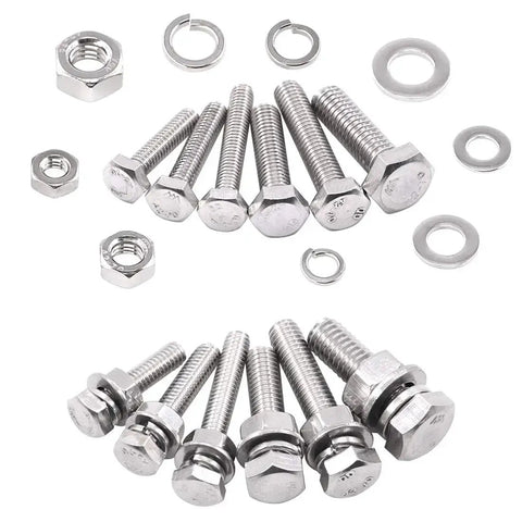 510 Piece Flat Hex Stainless Steel Screw Bolts Nuts Locking Washers And Flat Gasket Washer Assortment Kit With Philips Drive