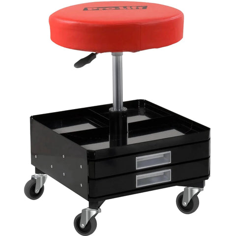 Workshop stool with drawer storage and swivel casters