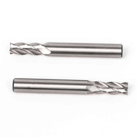 Two Workhorse HSS 4 Flute Milling End Mills Set With Straight Shank 7mm Cutter Dia 8mm Shank 63mm Overall Length 2 Pack For CNC visible.