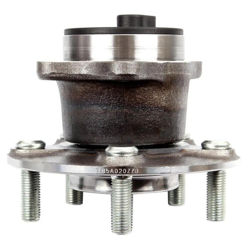 Rear Wheel Hub And Bearing Assembly 512394 Direct Fit For Mitsubishi Lancer 2008 2017 And Outlander 2008 2013 Plus Outlander Sport 2011 2012 With ABS Two Piece OE Quality Replacement Ready To Roll. Front view of product showing bolts and structure.