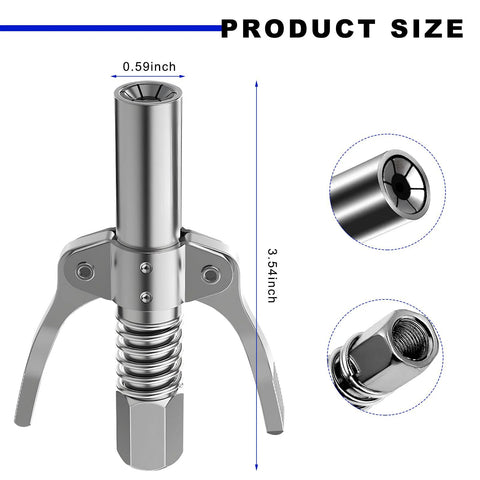 NYTKL grease gun coupler with double handles, chrome finish, 12000 PSI, 1/8 NPT, Amazon brand