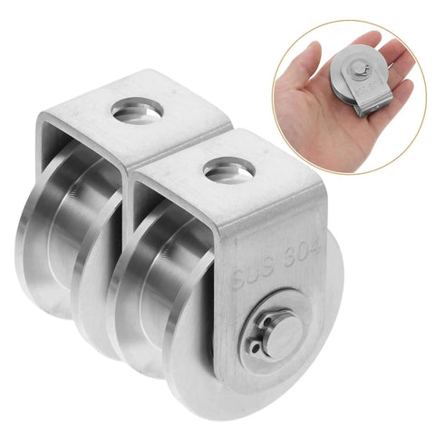 Stainless Steel Pulley Wheel Built Tough Heavy Duty Wire Rope Pulley For Sliding Doors And Rigging, dual wheel view.