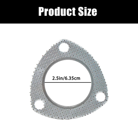 Exhaust flange gasket, 2.5 in bore, three-bolt, perforated graphite-metal backing for automotive exhaust