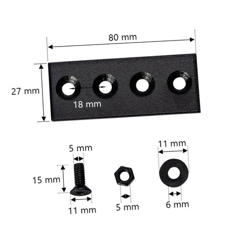 Heavy Duty Track Connecting Plates Set for Barn Doors and Indoor Sliding Doors, Carbon Steel Flat Mending Repair Plates