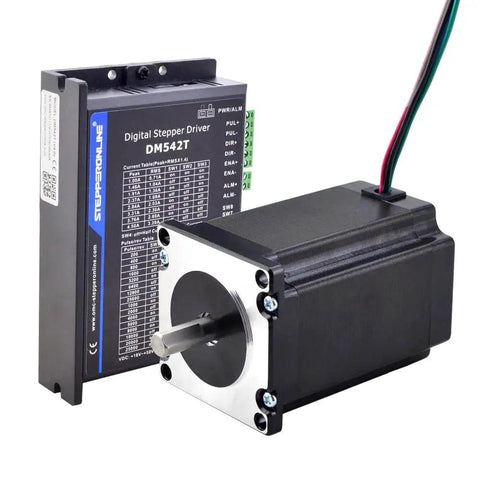 Single Axis CNC Stepper Motor Kit With Nema 23 2.4Nm Torque, 4A Current, 20-50V DC Drive, Includes DM542T Digital Driver, side view