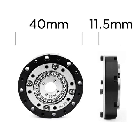 Front and side view of Mini Hollow Nema 11 BLDC Motor Speed Reducer 42mm Gearbox 100 To 1 Strain Wave Harmonic Drive