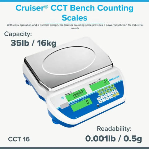 Cruiser Cct Bench Counting Scales With 35 Pound Capacity And 0.001 Pound Readability For Precise Batch Counting shown front view