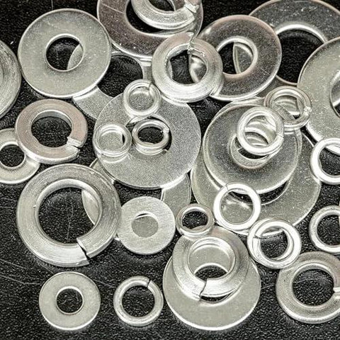 NEIKO 50400A stainless steel lock and flat washer assortment; 350 pieces in 12 sizes.