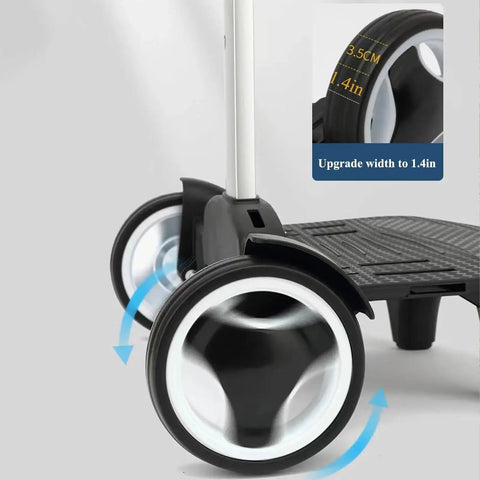 Close-up of Wheeled Backpack Trolley with Noiseless Large Wheels Aluminium Alloy Folding Hand Truck showing wheel width upgrade