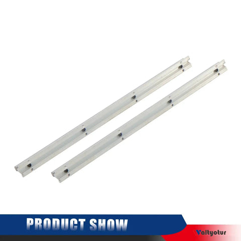 Two Pack SBR 12 Linear Guide Rail System 500mm with Four SBR12UU Carriage Blocks for CNC Equipment in carbon steel, front view.