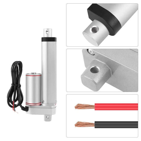 Heavy Duty 150mm Stroke Linear Actuator 24V 750N Quiet Operation For Medical Beds Industrial Lifting Remote Control Machinery With Permanent Magnet Motor showing details and cables
