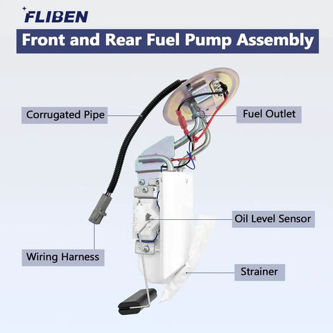 Front And Rear Fuel Pump Assembly Replacement For Ford F-150 F-250 F-350 1992 1993 1994 1995 1996 1997 SP2005H SP2007H showing components