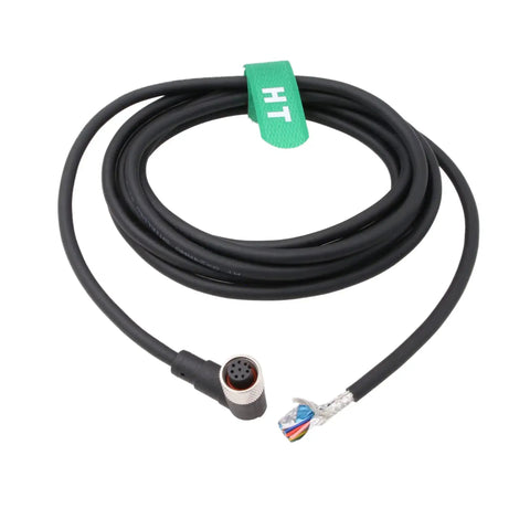 M12 A Coded 8 Pin Female Right Angle Shielded Cable To Bare Wire Leads 24 AWG For Pro Grade Actuators And Sensors In Industrial Automation